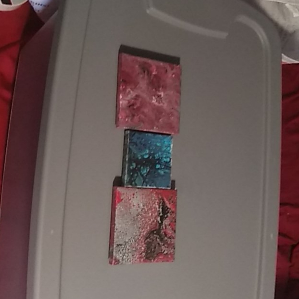 Three handmade painted magnets